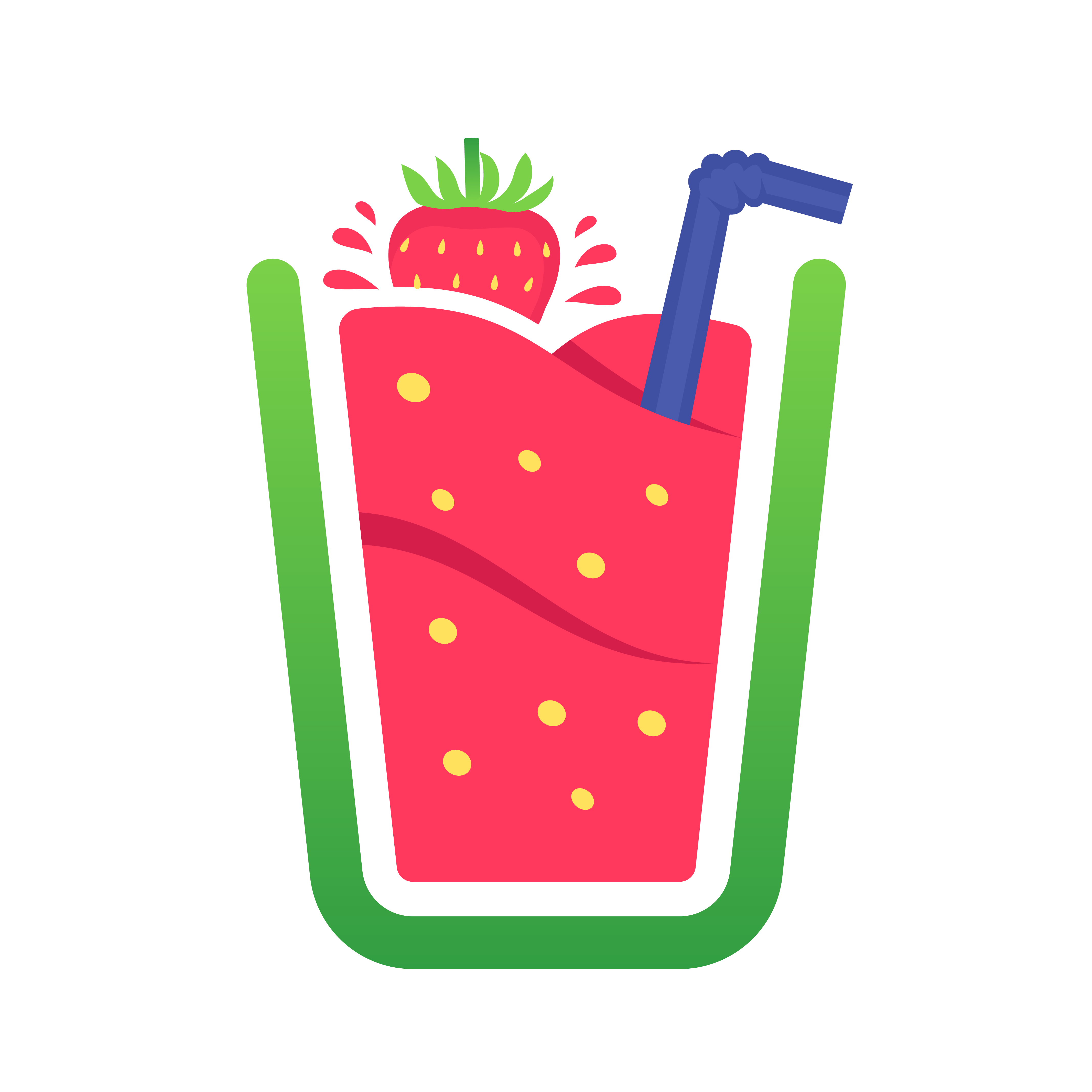 Smoothie Pro app icon showcasing a luscious strawberry smoothie with a straw, symbolizing delicious health and vibrant energy.